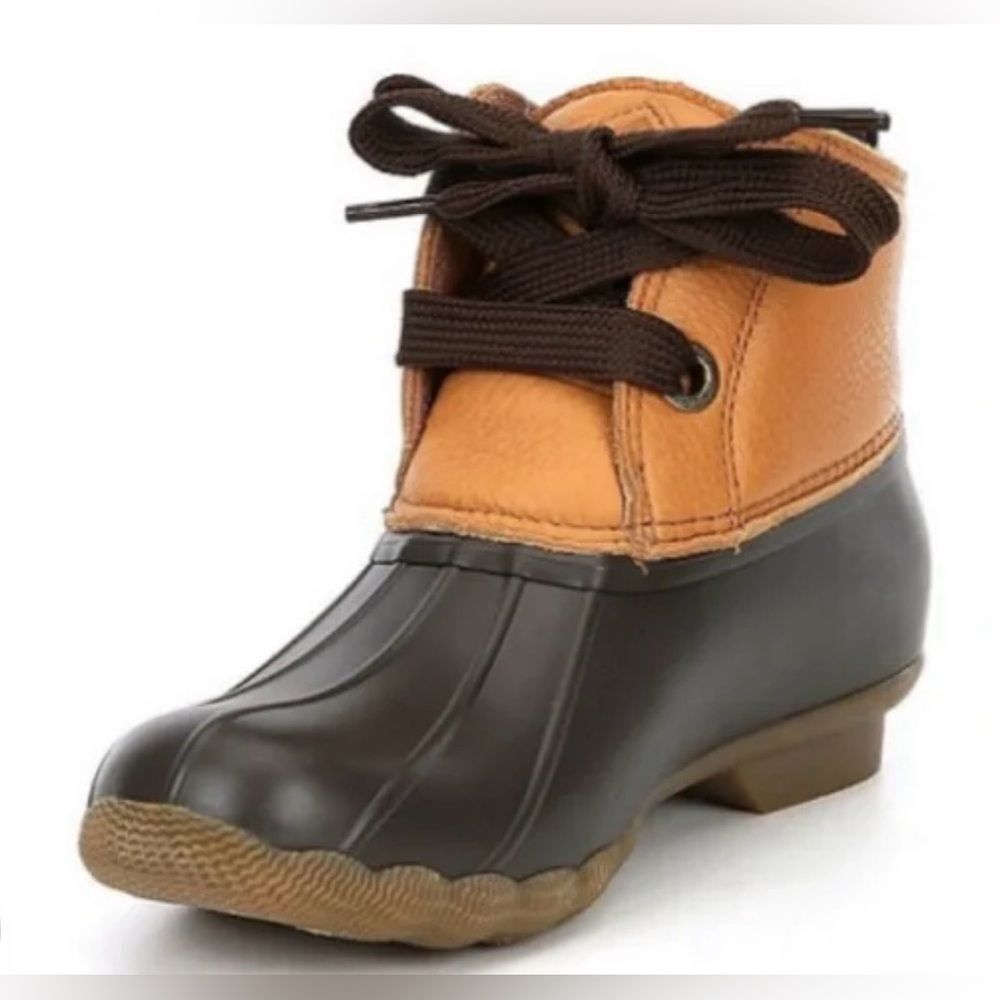 SPERRY 8 Saltwater 2-eye Tan Leather Brown Lace up Ankle Duck Boots - Picture 15 of 15
